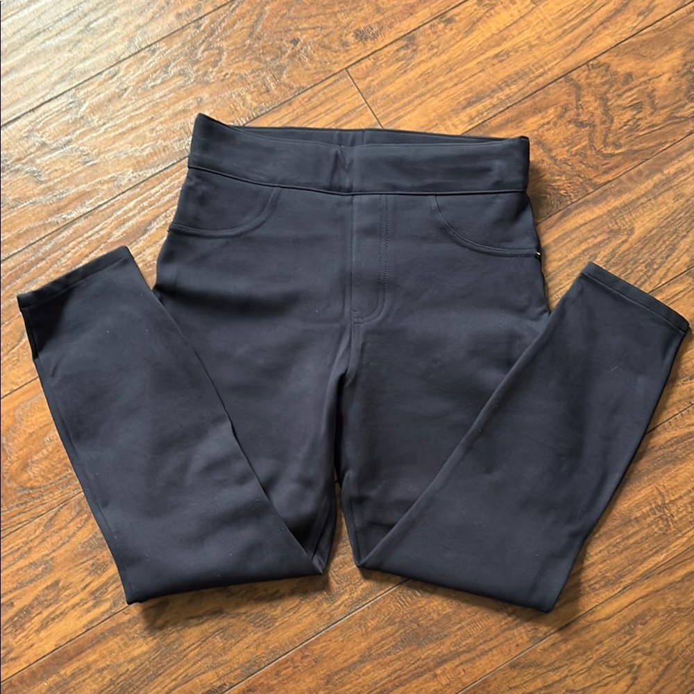 Navy Spanx skinny pants. Petite M